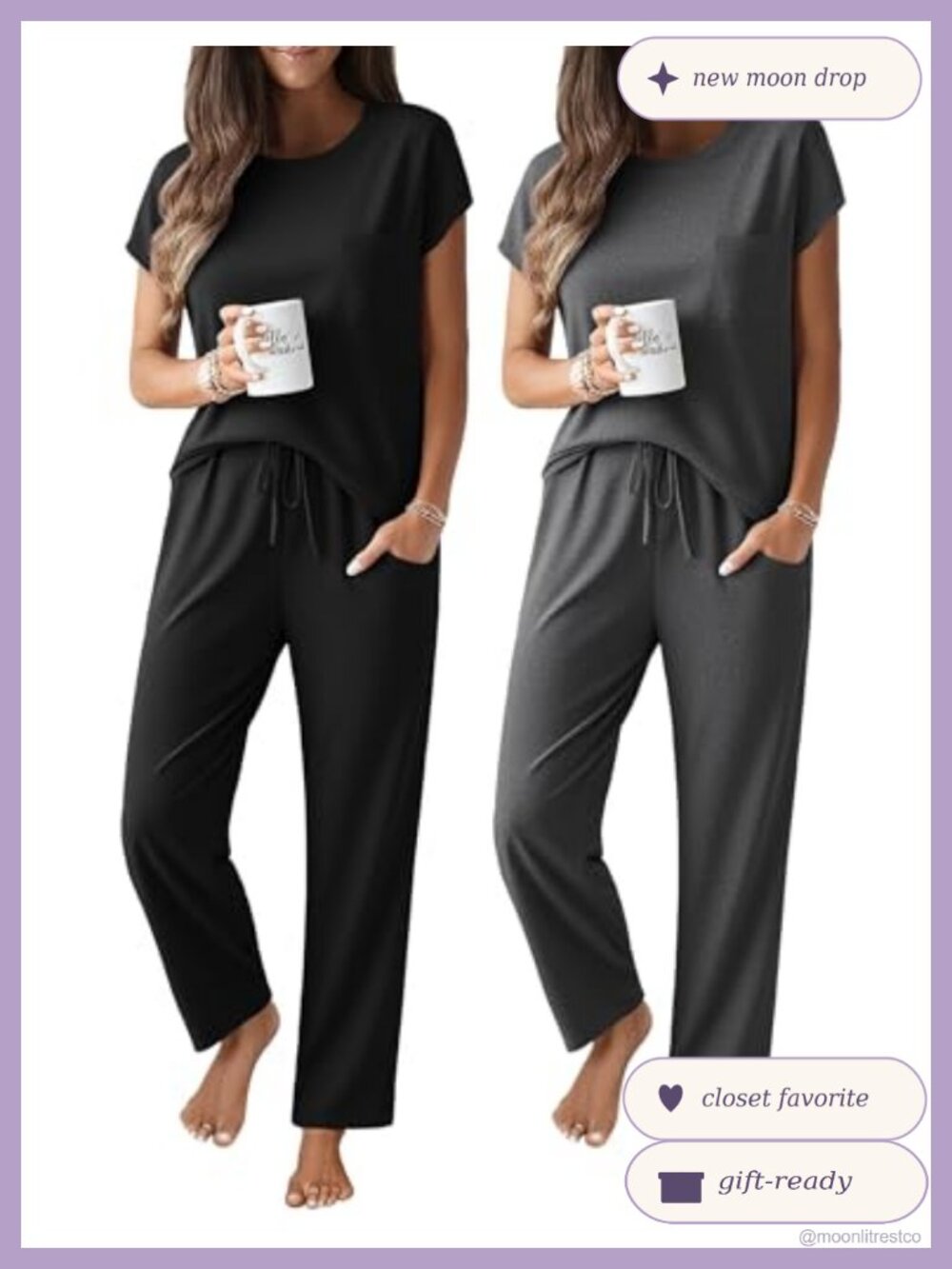 Women's 2-Pack Pajama Lounge Set Cap Sleeve Top and Pants Soft Sleepwear